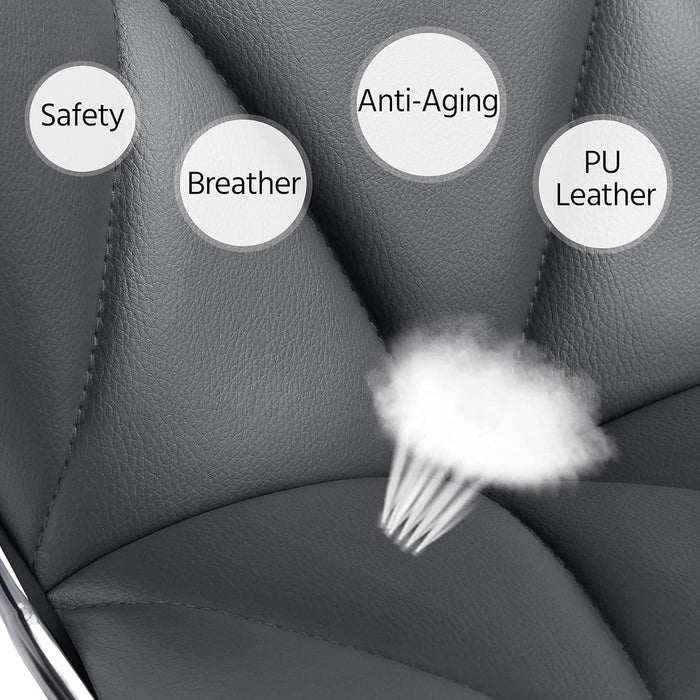 Bar Stools, Stylish Adjustable PU Leather Swivel Barstools, Counter Height Bar Chair Set of 2 with Foma Padded for Home Kitchen, Grey