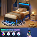 Twin Size Bed Frame with Charging Station and LED Lights