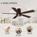 52 Inch Ceiling Fans with Lights, Farmhouse Ceiling Fan with Lights and Remote, Noiseless DC Motor, Black Flush Mount Ceiling Fan for Bedroom Living Room Indoor Outdoor