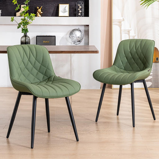 Dining Chairs Set of 2 Mid Century Modern Kitchen Chair Comfortable Upholstered Faux Leather Dinner Chairs for Kitchen Dining Room, Olive