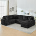 Black 122Inch U Shaped Sleeper Sectional USBChargingPorts