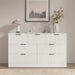White 7 Drawer Dresser for Bedroom, 55" Wide Fluted Chest of Drawers with Gold Metal Handles, Modern Wood Dresser Closet Storage Organizer Mid Century TV Stand for Living Room Hallway