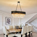 Crystal Chandelier Pendant Light Black Gold 32Inch