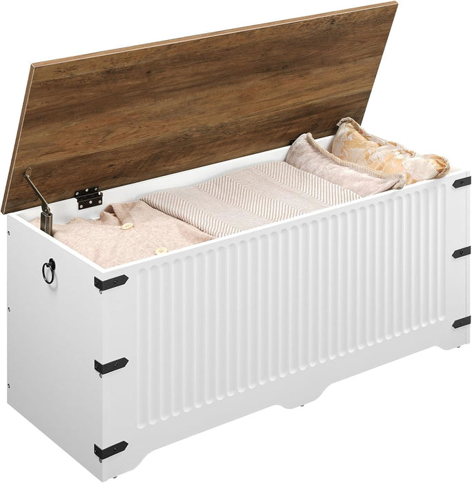 Spacious Storage Bench Toy Chest Walnut SafetyHinge