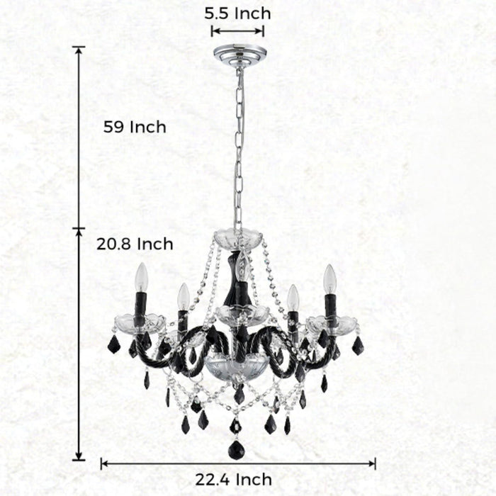 Black Crystal Chandelier Pendant Light 19in Diameter