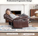Geniune Leather Manual Loveseat Recliner Sofa Set of 2 with Center Console, Overstuffed 2-Seater Reclining Couch with Hidden Storage & Cup Holders, 2 Dual Recliner for Living Room, Rust Brown