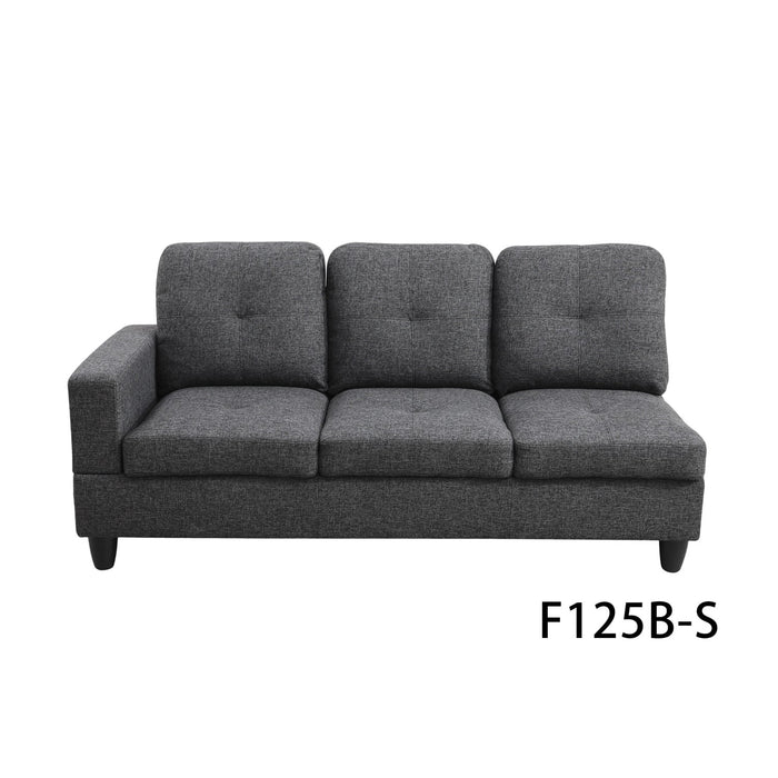 Linen Living Room Furniture Set, Modern Couches and Sofa, Sectional Couch Sofa for Living Room, 17.5'' Back Height, Black Grey(No Ottomans)