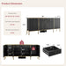 60" Fluted Buffet Cabinet with Storage, Modern Buffets & Sideboard with 2 Drawers, 4 Doors and Adjustable Shelves, Accent Cabinet for Kitchen, Living Room, Hallway, Black