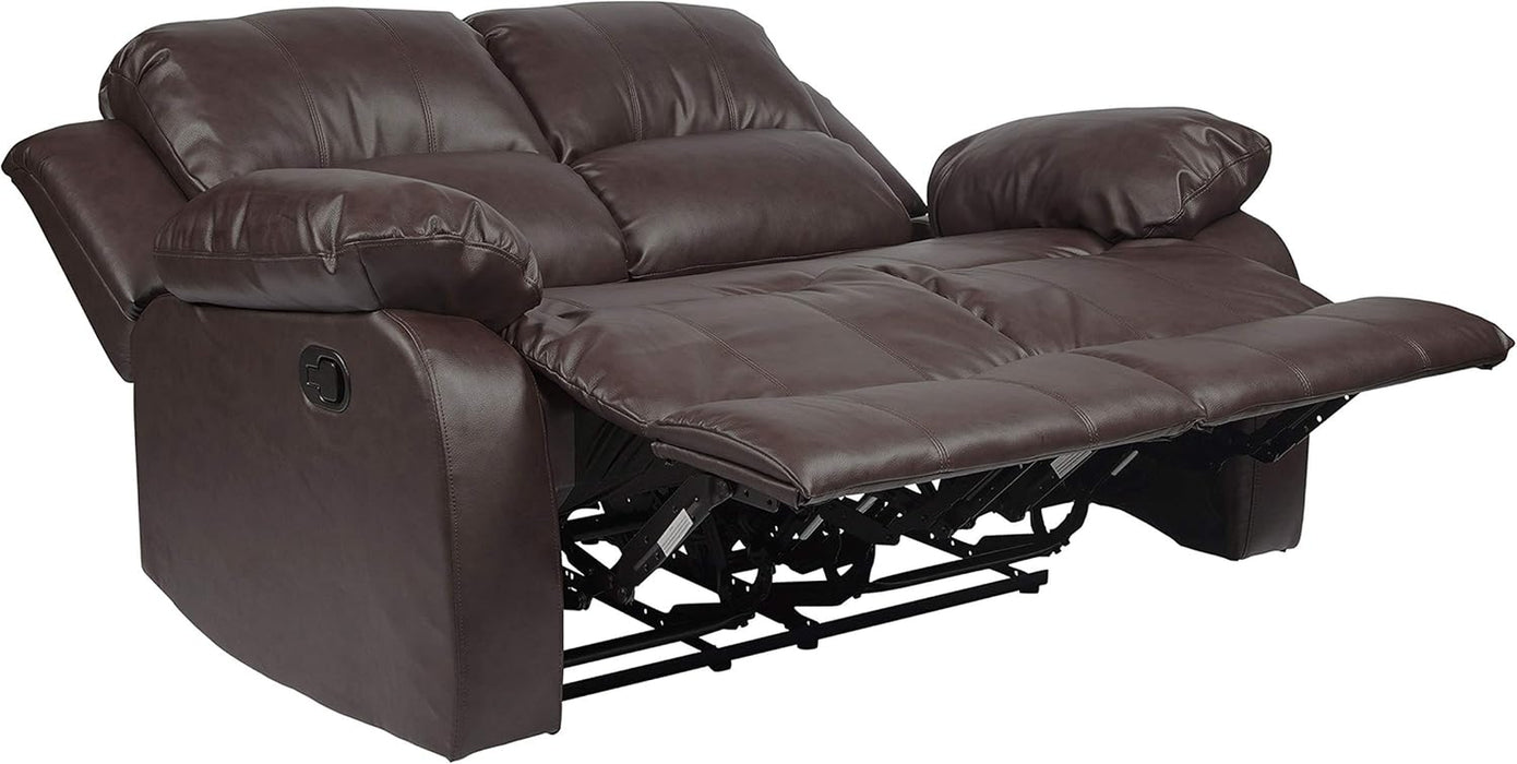 Manual Recliner Loveseat - Brown Faux Leather