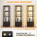 Display Shelf with 3 Color Light, Bookshelf with Drawer, Dimmable Display Cabinet for Collectibles, Bookcase, Display Case for Books, Trophies, Toys, Black