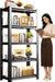 5-Tier Metal Bookshelf,Heavy Duty Bookcase with Adjustable Shelves for Office,Library,Living Room,Black