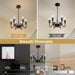 Black Chandelier for Dining Room, Rustproof 6-Light Farmhouse Chandelier Light Fixture, 47Inches Modern Candle Hanging Light for Bedroom, Adjustable Rope, E12 Small Base, Bulbs Not Included