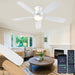 52Inch Ceiling Fans with Lights, Low Profile White Ceiling Fan with Light and Remote/App Control, DC Reversible Motor, Noiseless, Flush Mount Ceiling Fan for Bedroom Living Room Patios