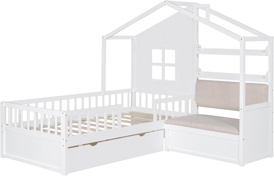 White Kids Twin Montessori PlatformBed Frame Collection