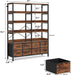 Industrial Seven Tier Bookshelf With Fabric Drawers