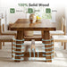 63-Inch Solid Wood Dining Table, Farmhouse Kitchen Table for 4-6 People, Rectangular Wooden Dinner Table with Thick Top & Trestle Base,Natural Wood