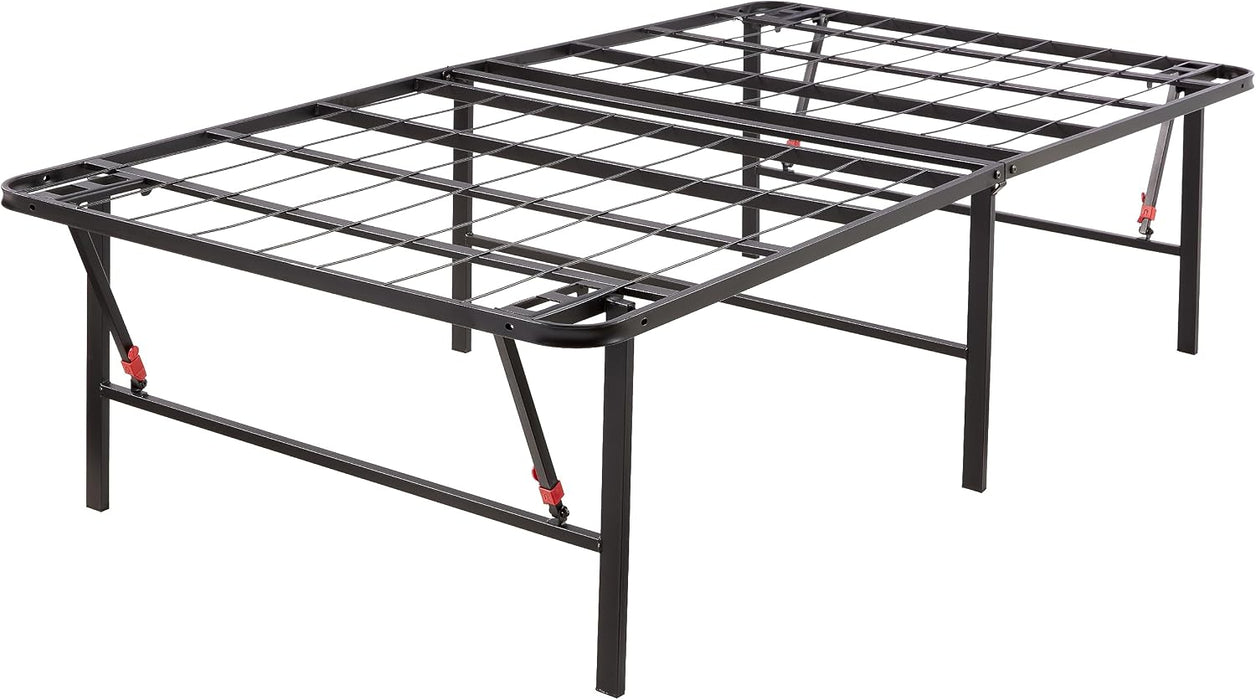 Foldable Metal Platform Bed Frame, Noise-Free Mattress Foundation with Tool-Free Assembly, 18 Inches High, Sturdy Steel Frame, No Box Spring Needed, Twin Size, Black