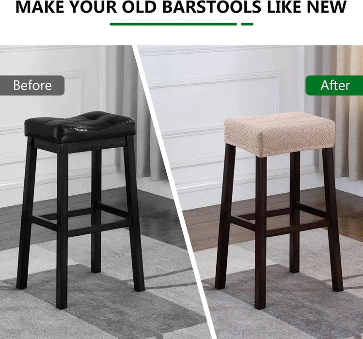 Stool Covers Rectangle - 2 Pack Stretch Waterproof Saddle Seat Cover Counter Bar Stools Bar Chairs Covers Kitchen Island Chairs Cushion Protector
