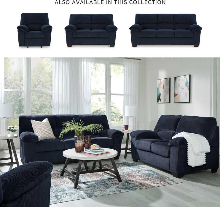 Blue Corduroy Contemporary Sofa For Comfortable Living