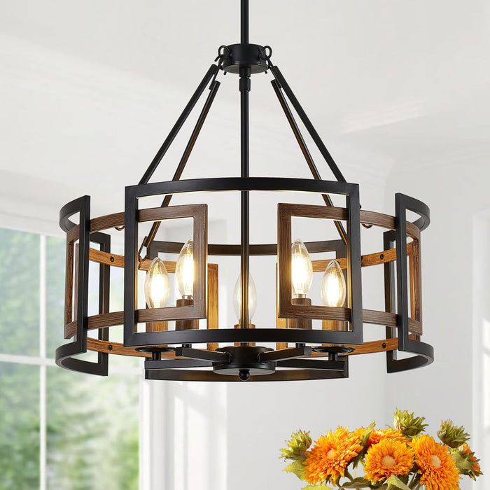 Twenty Inch Chandelier Black Walnut FarmhouseStyle Classic