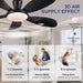 48" Blacklow Profile Ceiling Fans with Lights and Remote/App, Modern Flush Mount Ceiling Fans with Quiet Reversible DC Motor, Dimmable 3 Colors 6 Speeds for Bedroom Kitchen