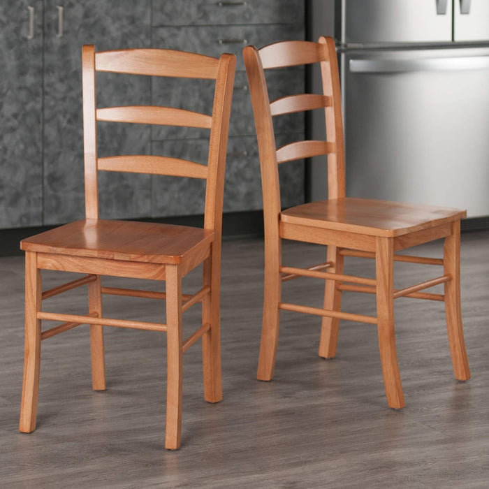 Wood Ladder Back Chair, Light Oak, 2 Pieces (34232), FURNITURE