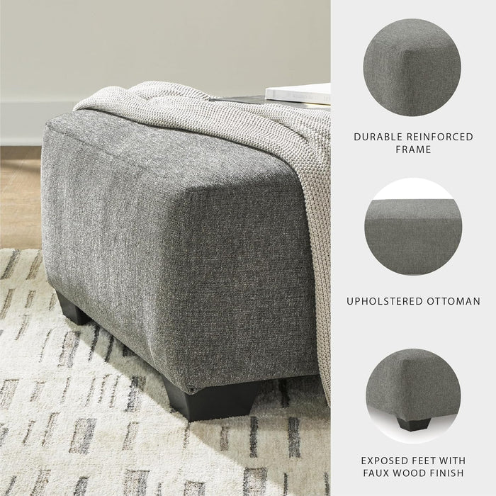 Revenna Casual Square Upholstered Oversized Accent Ottoman, Gray
