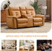Power Loveseat Recliner Sofa for Adults, Breathable Faux Leather Double Reclining Loveseat Sofa with Console, Cup Holders and Hidden Storage, Electric Daul Recliner for Living Room, Brown