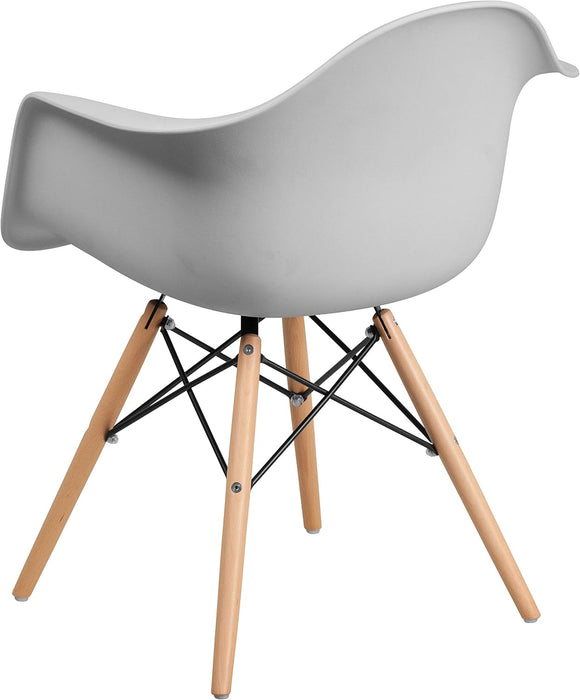 Alonza Series White Plastic Chair with Wooden Legs