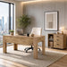 L Shaped Executive Office Desk with Drawers, Light Brown