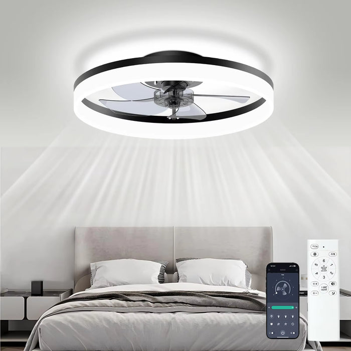 Smart Modern Ceiling Fan with Light Remote Control 6-Speed AC85-265V Lighting Fans for Bedroom and Living Room