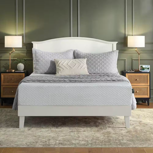 Colemont White Wood Queen Platform Bed with Curved Headboard (61.97 In. W X 48 In. H)