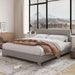 Queen Bed Frame with Upholstered Adjustable Headboard, Platform Bed with Wood Slats, Heavy Duty Mattress Foundation, No Box Spring Needed, Easy Assembly, Light Grey