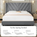Queen Bed Frame with Chevron Channel-Tufted Headboard, Light Grey