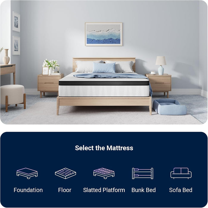 Twin Mattress, 10 Inch Medium Firm Twin Size Mattress in a Box, Hybrid Mattresses with Smarts™ Coil Pocket Springs for Motion Isolation, Strong Edge Support, Certipur-Us Certified