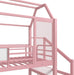 Bright Pink TwinSize Metal LoftBed With SafetyGuardrail