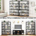 6 Tier Industrial Bookshelf for Bedroom Living Room Office, Black Oak