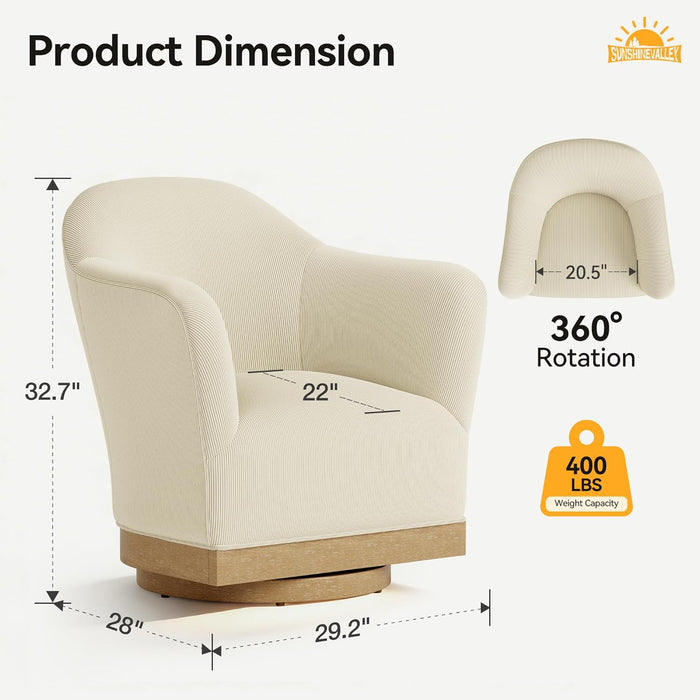 Beige 360 Degree Swivel Upholstered Accent Armchair