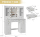 White Makeup Vanity Desk With AmbientIllumination LED