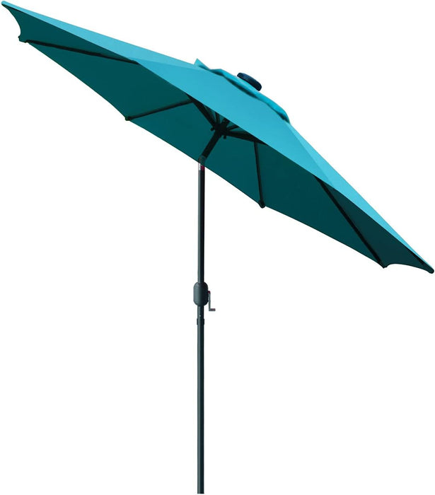 9' Patio Umbrella Outdoor Table Umbrella with 8 Ribs Teal Blue