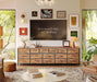 77.6" Long Dresser for Bedroom, 16 Drawer Fabric Dresser for Closet, Wide Chest of Drawers with Storage, TV Stand for 65, 75, 85 Inch TV, 77.6" W X 13" D X 26.4" H, Rustic Brown