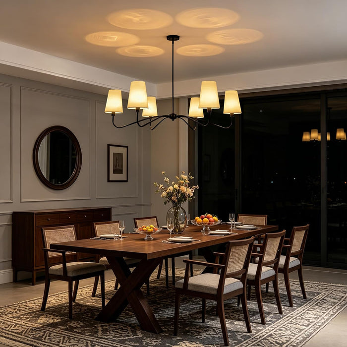 47 Inch MatteBlack Chandelier 6 Light LivingRoomDecor