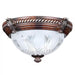 Bercello Estates 15 In. 2-Light Volterra Bronze Flush Mount with Etched Glass Shade