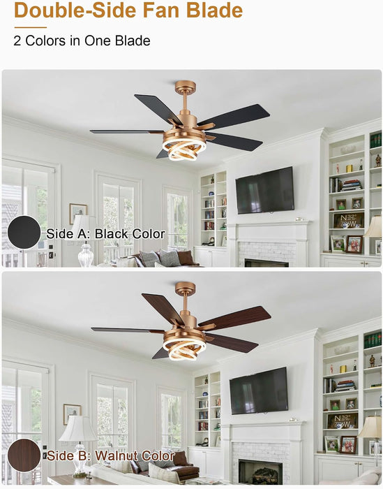 Contemporary Black Iron Reversible Fandelier Ceiling Fan
