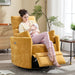 Power Recliner Nursery Swivel Rocking Glider Chair with USB Port,Upholstered Electric Nursing Recliner Rocker Chair for Adults with 2 Pillows for Bedroom Nursery Living Room(Yellow,Power-Driven)