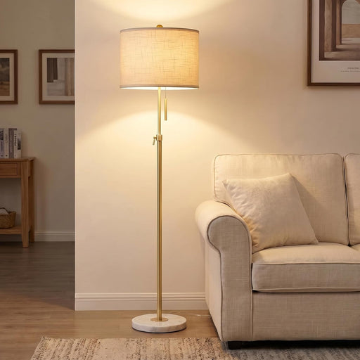 Gold Floor Lamps for Living Room, 55"-67" Height Adjustable Modern Tall Lamp, 3-Way Dimmable Standing Lamp for Bedroom Office Reading Corner Home Decor, New House Warming Gifts