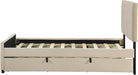 Twin Size Velvet Upholstered Platform Bed, Wood Bed Frame with Twin Size Trundle, Beige