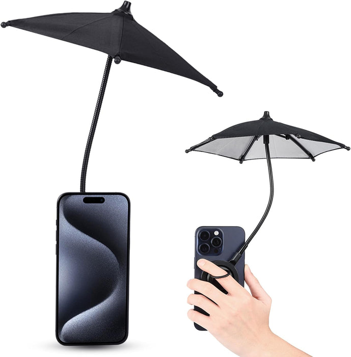 Magnetic Phone Umbrella for Sun,Outdoor Phone Sun Shade Shield with Flexible Angle Design & Rotatable Phone Ring,Umbrella for Iphone 16 15 14 13 12 Pro Max Plus,Mag-Safe Case & All Phones Anti-Glare