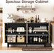 Natural Fluted Cabinet With Adjustable Shelves Storage