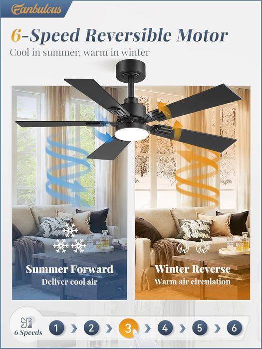 2 Pack of 42 Ceiling Fans with Lights and Remote, Modern Low Profile Ceiling Fans with Dimmable 3CCT Quiet DC Motor, Reversible Celing Fan with 6-Speeds Timer for Bedroom(Black)